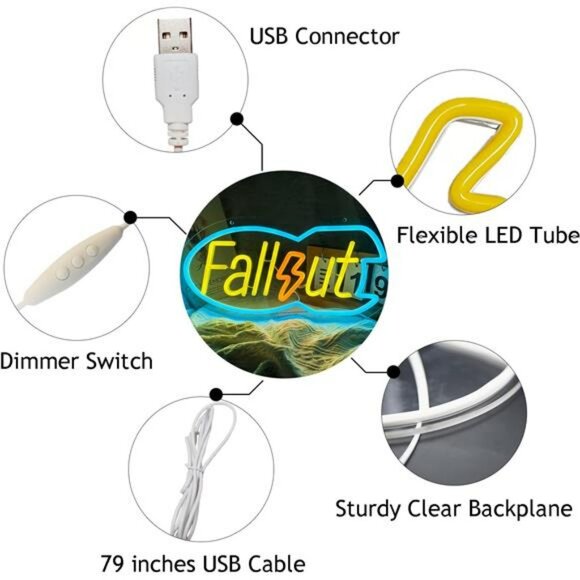 Fallout Gamer Neon LED Bright VIVID Wall Sign - Picture 3 of 5